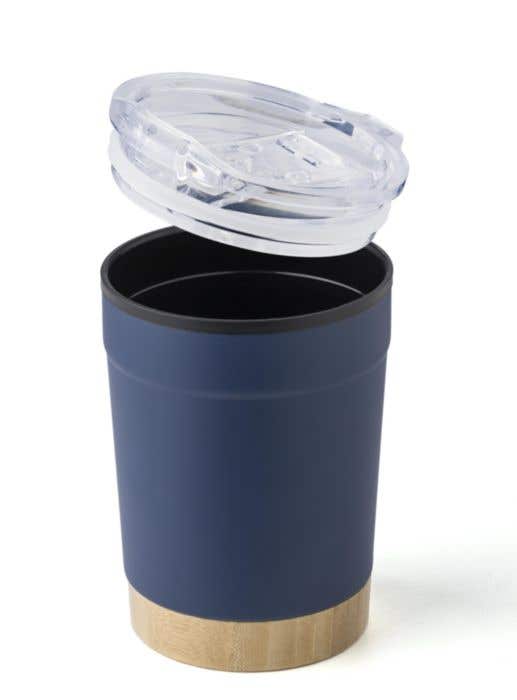 Reisbeker Sophia | 300 ml | RVS | Dubbelwandig | Bamboe detail