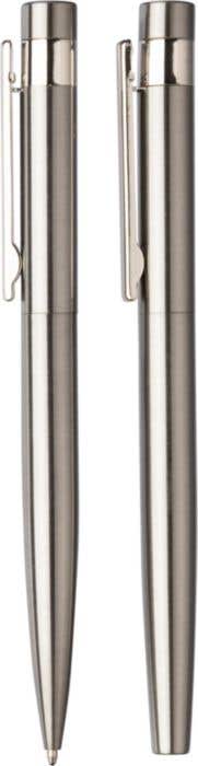 Schrijfset Fritz | Gerecycled RVS | 2-delig | Balpen en rollerpen