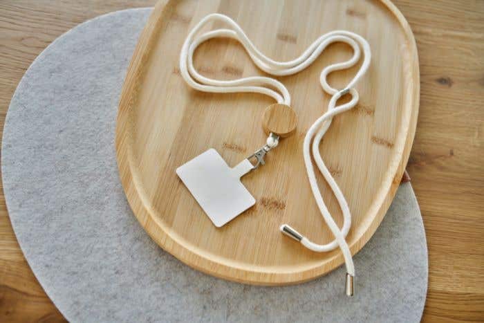 Telefoonkoord Lucia | 80 cm | Katoen | Bamboe detail | Verstelbaar
