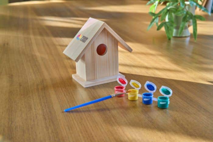 Vogelhuisje Wesley | Hout | 4 kleuren verf | Met kwast