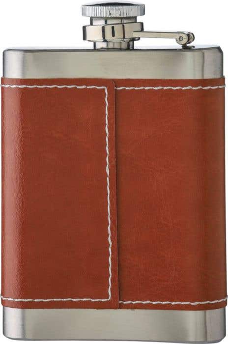Heupfles Cedric | 100 ml | RVS | Kunstleren detail