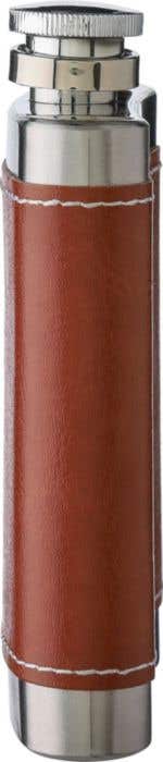 Heupfles Cedric | 100 ml | RVS | Kunstleren detail