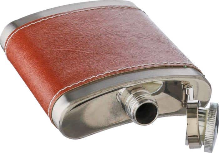 Heupfles Cedric | 100 ml | RVS | Kunstleren detail