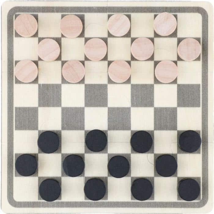 Schaak- en damspel Hank | Hout | Puzzelvorm | In katoenen zakje