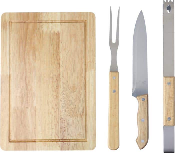BBQ set Kathleen | RVS | 4-delig | Met snijplank