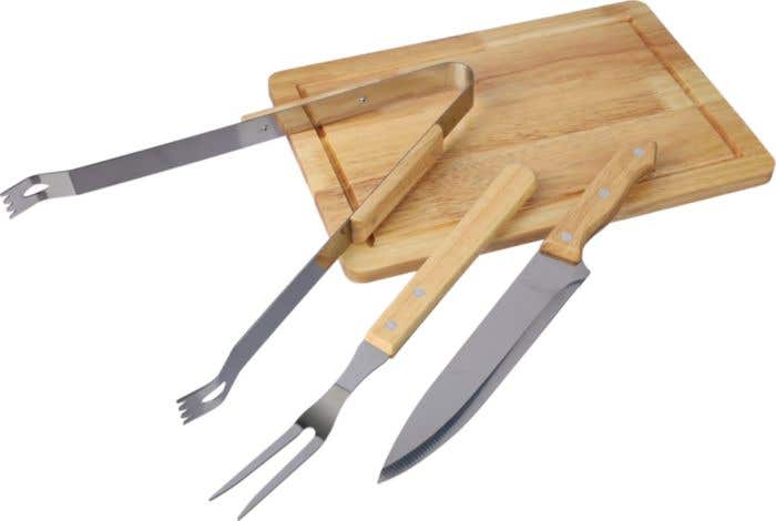 BBQ set Kathleen | RVS | 4-delig | Met snijplank