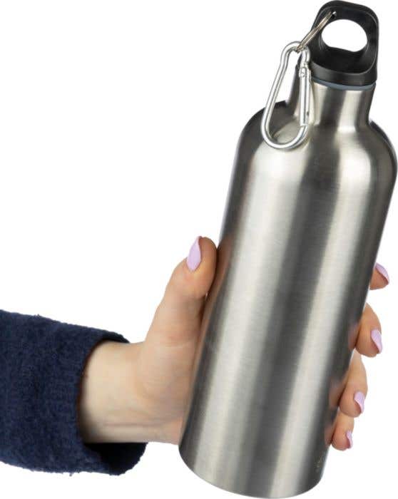 Drinkfles Emeric | 750 ml | Gerecycled RVS | Enkelwandig | Karabijnhaak
