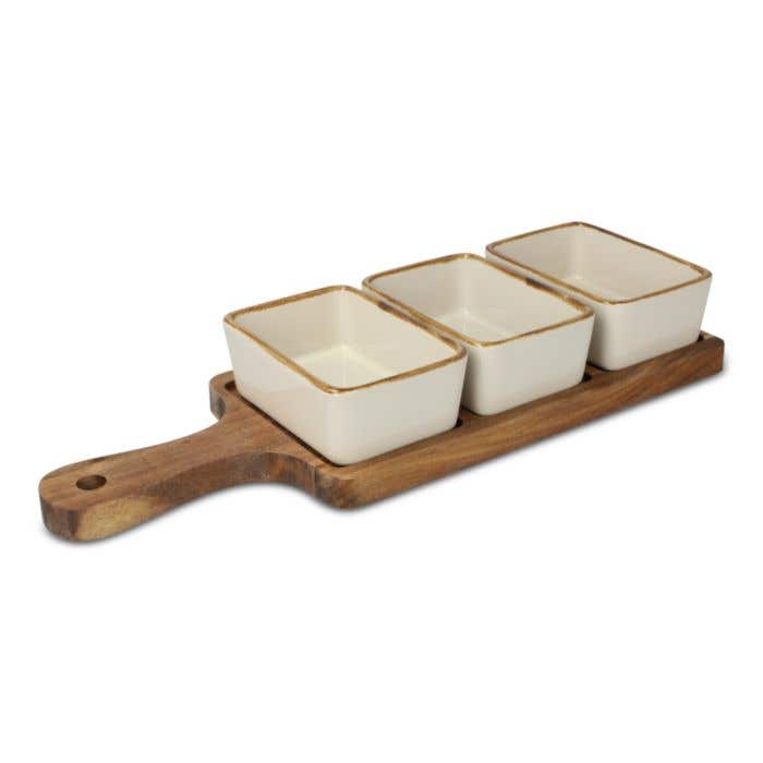 Dienblad met 3 keramische schaaltjes