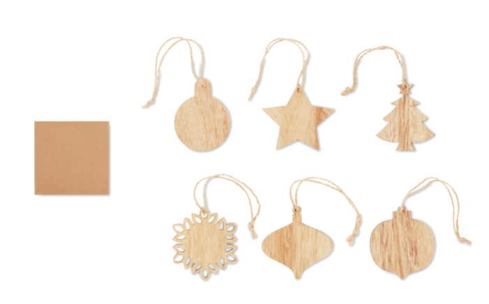Houten Kerstornamenten Chriset [6-delig]