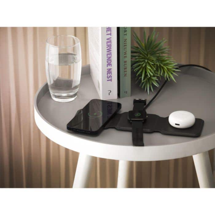 Draadloze oplader 3-in-1 | Gerecycled | Opvouwbaar