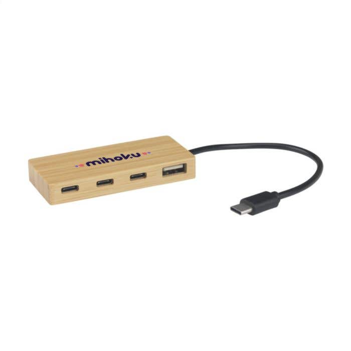 USB hub Fyra | FSC® bamboe | 1x USB-A + 3x USB-C