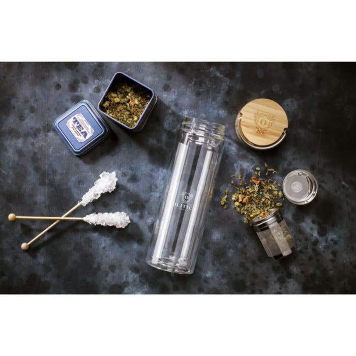 Drinkfles | Borosilicaatglas | 300 ml | Met theezeef