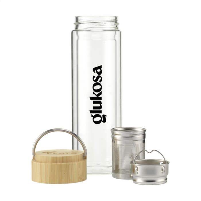 Drinkfles Nara | Borosilicaatglas | 300 ml | Met theezeef