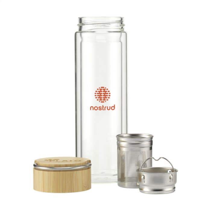 Drinkfles Nara | Borosilicaatglas | 300 ml | Met theezeef