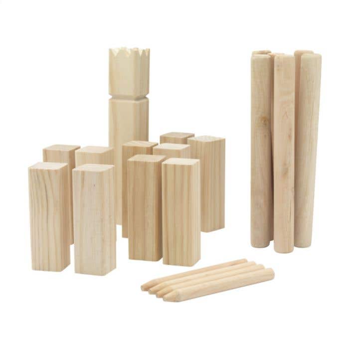 Kubb werpspel | Hout | 21-delig | Katoenen zak