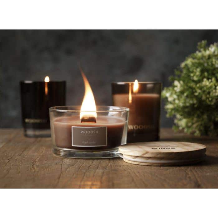 Geurkaars Wooosh | Houten lont | 35 uur | Ambergeur