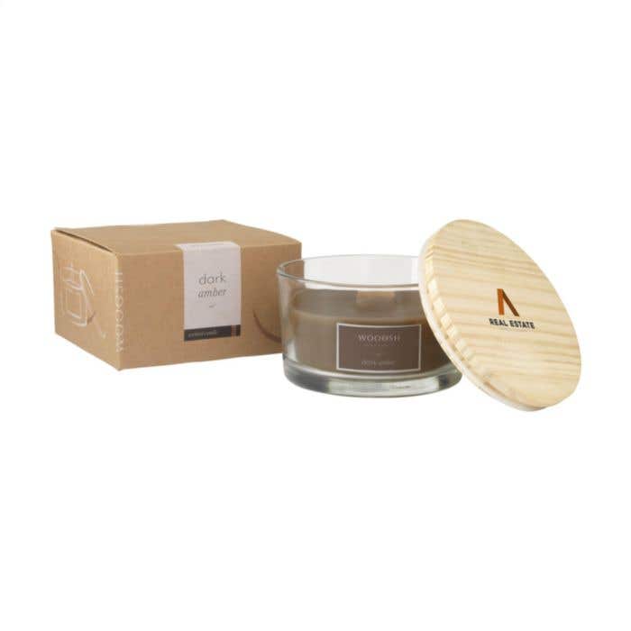 Geurkaars Wooosh | Houten lont | 35 uur | Ambergeur
