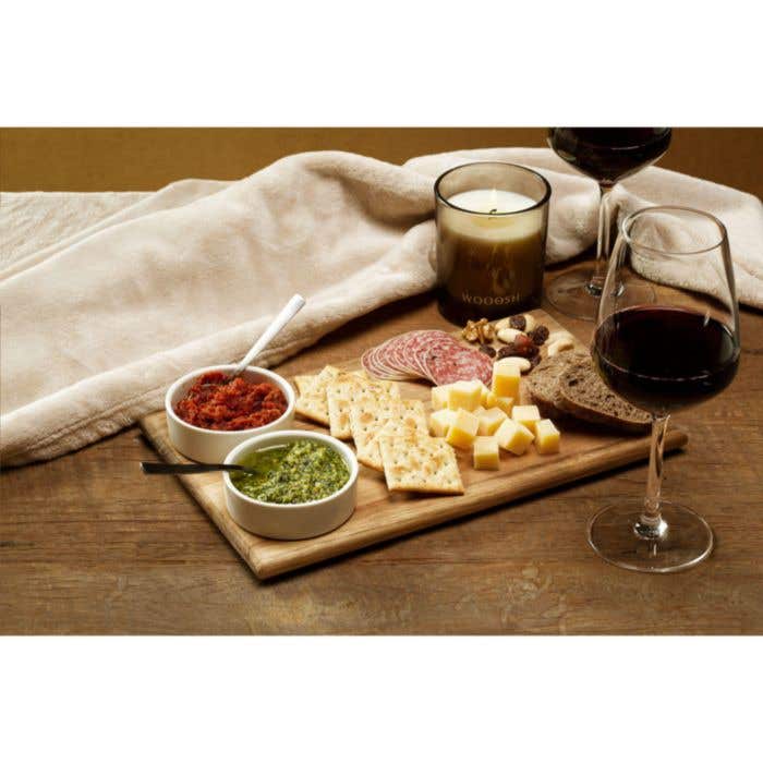 Wooosh serveerplank Pincho | Acaciahout | Met 2 porseleinen schaaltjes