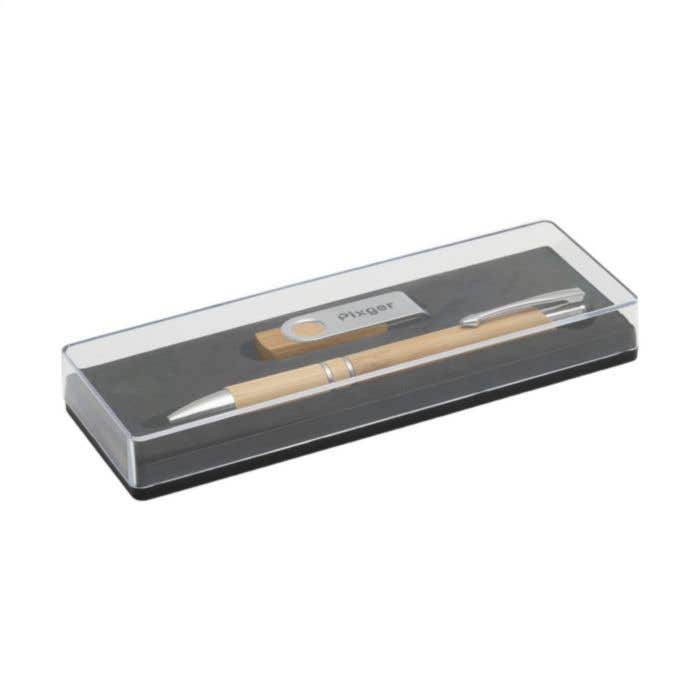 Geschenkset Connect | Bamboe | Balpen en USB stick 8 GB