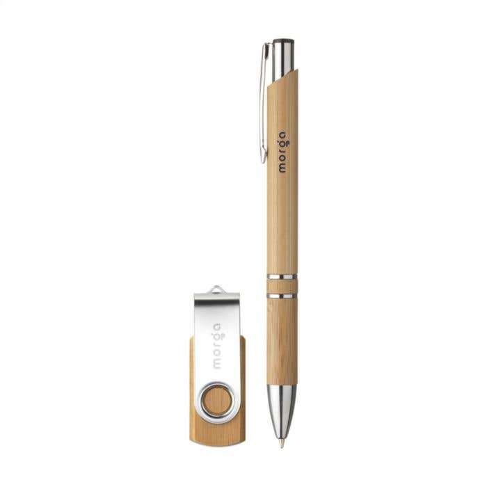 Geschenkset Connect | Bamboe | Balpen en USB stick 8 GB