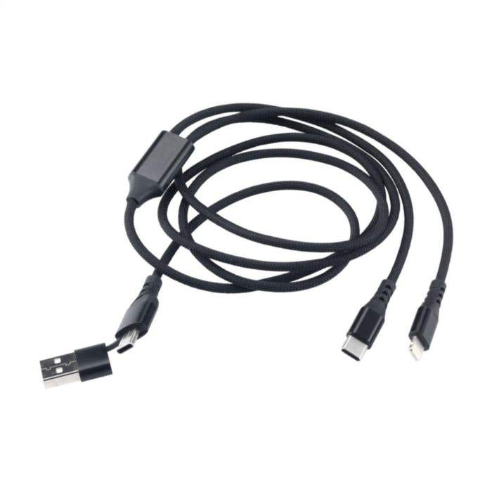 Oplaadset | Gerecycled | 2 Type-C poorten | Met pouch