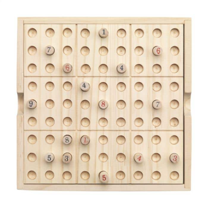 Sudokubord | Dennenhout | 81 pionnen | Met opbergvak