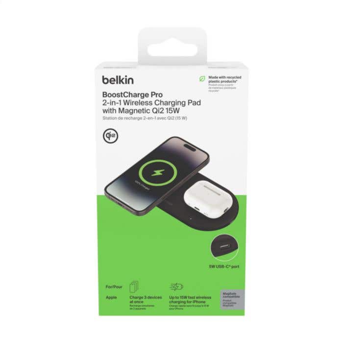 Belkin BoostCharge Pro | Qi2 Draadloze oplader | 15W | 2-in-1