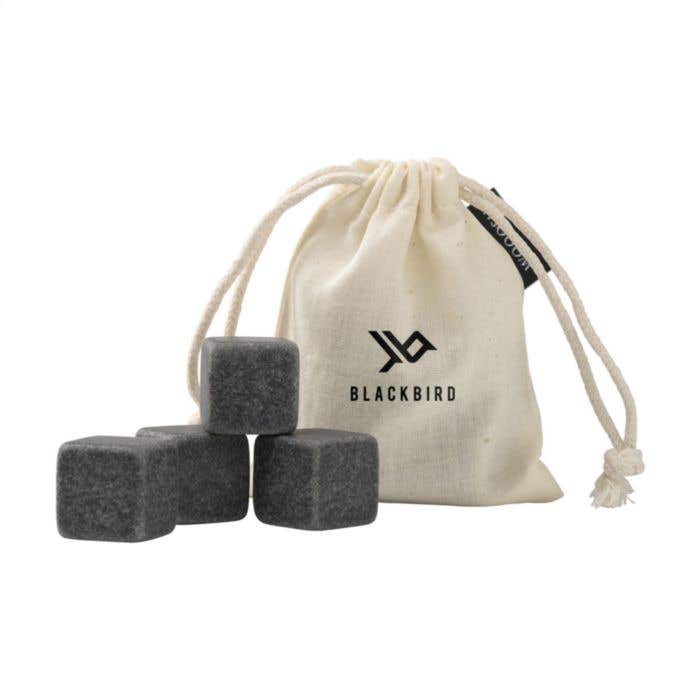 Wooosh ijsblokjes Brice | Graniet | Herbruikbaar | Set van 4 | Met pouch