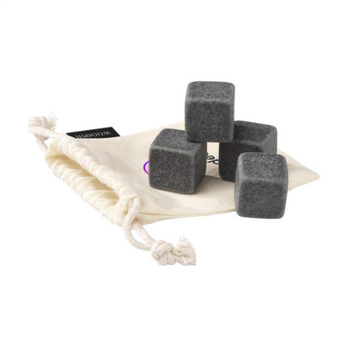 Wooosh ijsblokjes Brice | Graniet | Herbruikbaar | Set van 4 | Met pouch