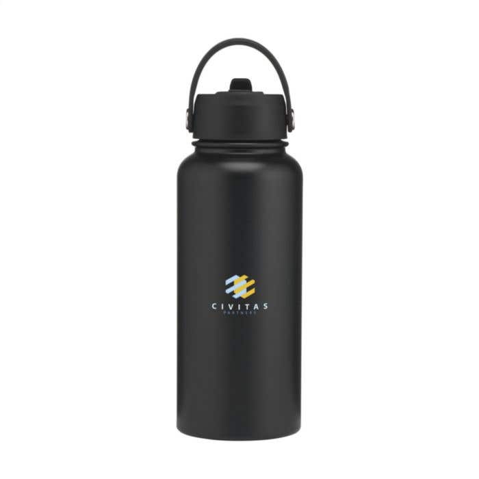 Thermosfles | Gerecycled RVS | 900 ml | Inklapbaar rietje