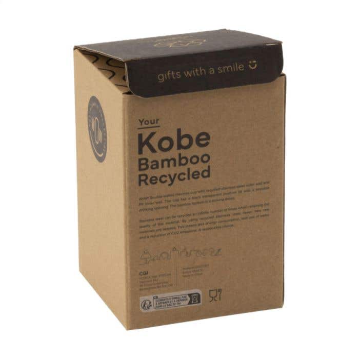 Thermosbeker | Gerecycled RVS | 350 ml | Bamboe onderzijde