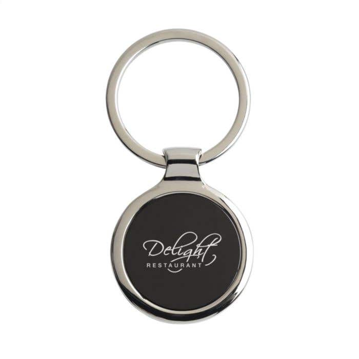 Sleutelhanger KeyTag Circle | Nikkel | Zwarte inlay