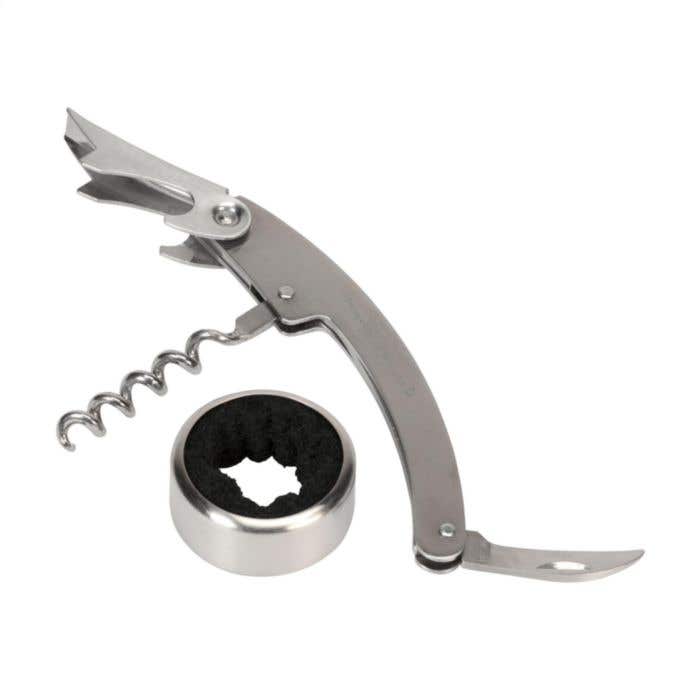 Wijngeschenkset | Kelnermes en druppelvanger | Mat staal