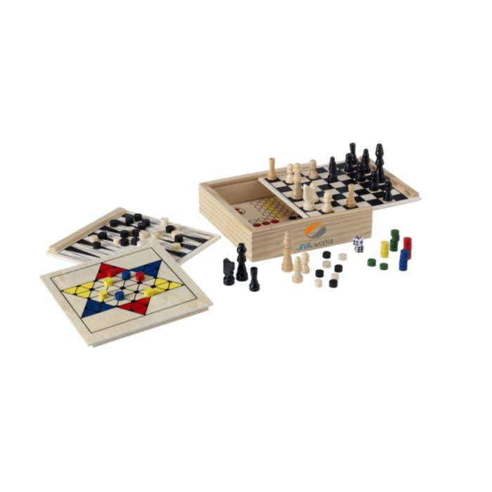 Spellenkist | Hout | 5 klassieke spellen