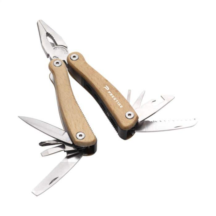 Multitool | Roestvrij staal | 11 functies | Beukenhouten greep