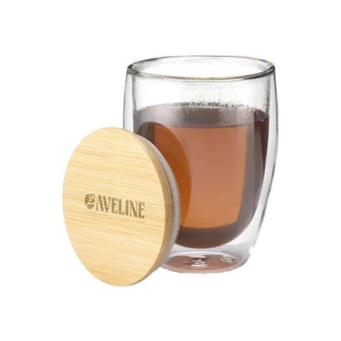 Glas dubbelwandig Alba | Bamboe deksel | 350 ml