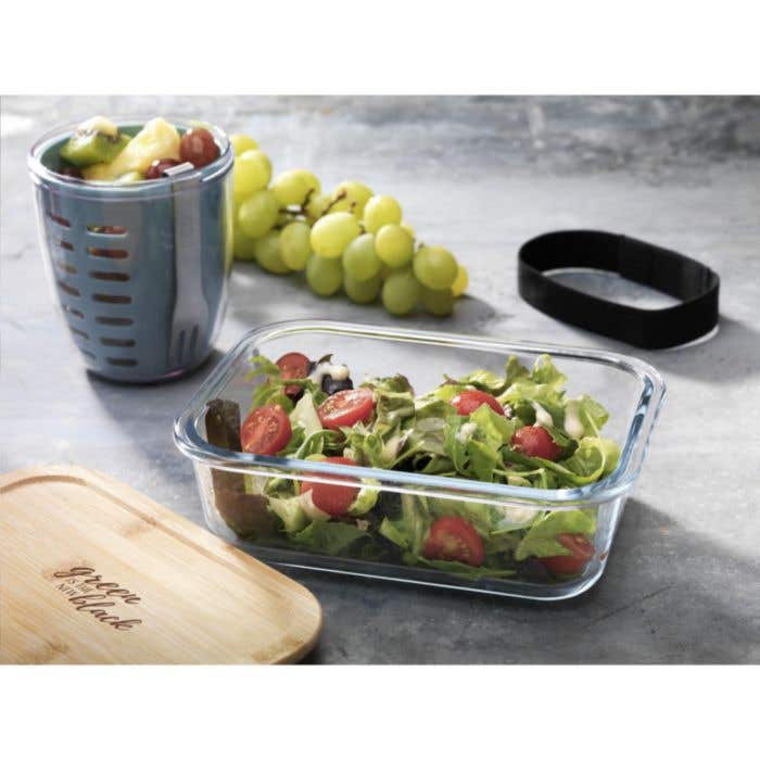 Lunchbox | Borosilicaatglas | Bamboe deksel