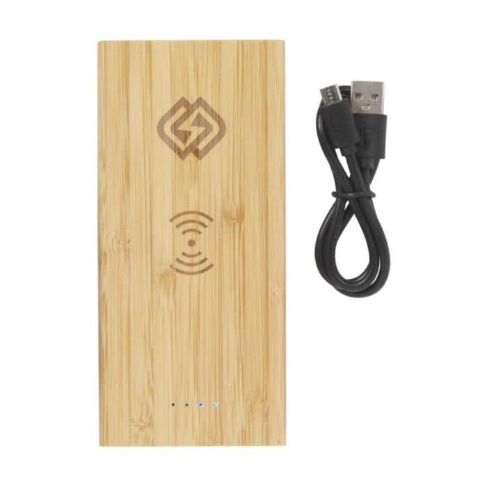Powerbank | Bamboe | 8000 mAh | Draadloos opladen