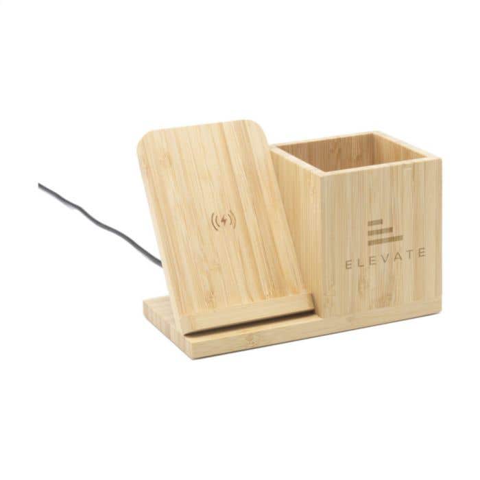 Draadloze oplader Boss | Bamboe | 15W | Met penhouder