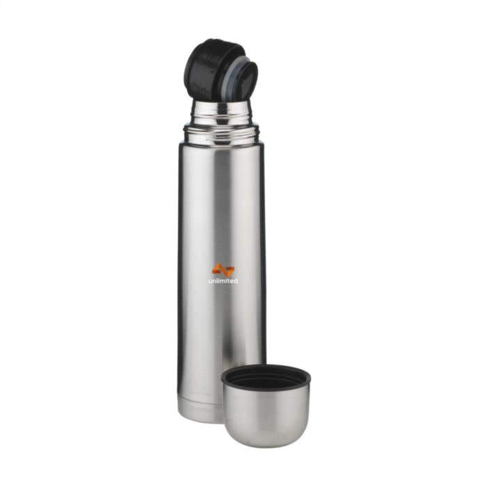 Thermosfles | Gerecycled RVS | 1 l | Druksysteem
