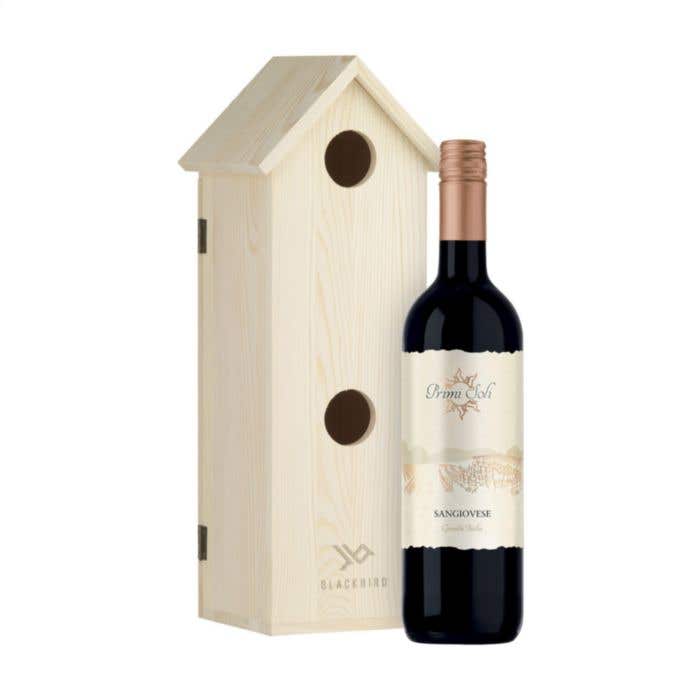 Wijnkist Rackpack Tweet | Grenenhout | Vogelhuisje