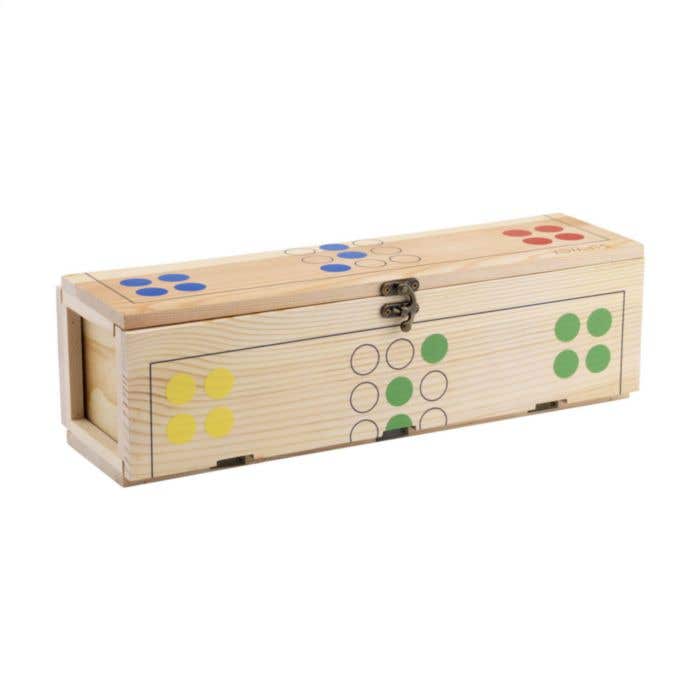 Wijnkist Gamebox Ludo | Dennenhout | 1 fles