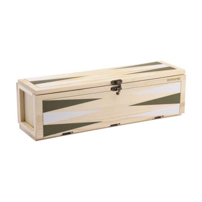 Wijnkist Backgammon | FSC® Dennenhout | 2-in-1