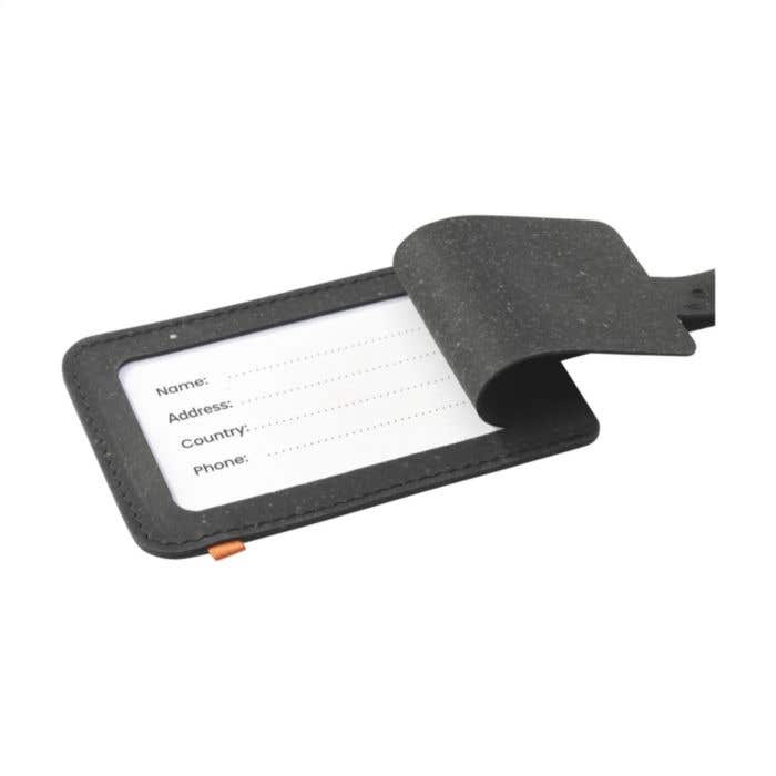 Bagagelabel | Gerecycled leer | Metalen gesp
