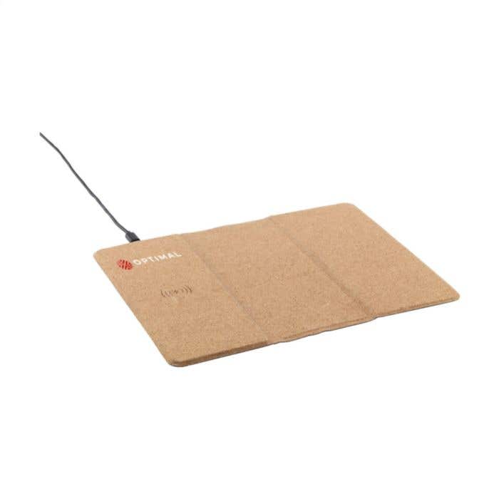 Muismat | Kurk | Draadloze oplader 10W | Telefoonstandaard