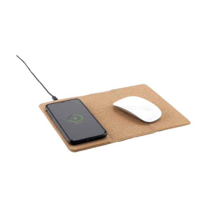 Muismat | Kurk | Draadloze oplader 10W | Telefoonstandaard