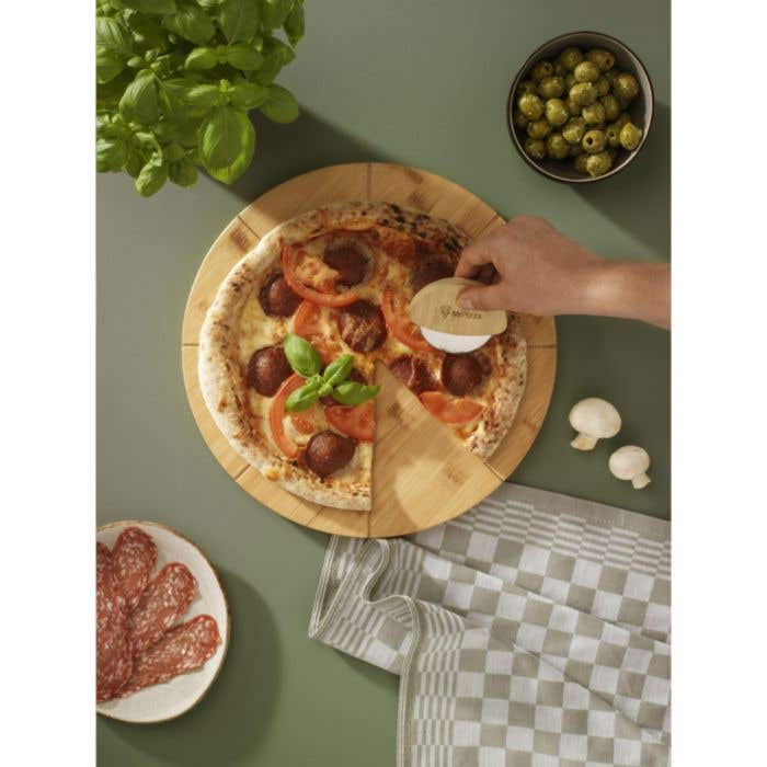 Pizzasnijder | Bamboe | RVS snijwiel