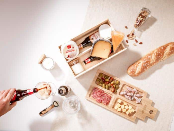 Wijnkist Casa de Tapas Large | FSC® dennenhout | Met bamboe tapasbord