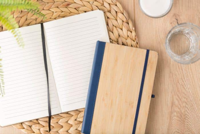 PU en bamboe notitieboek Dorita