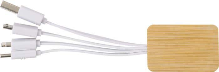 Oplaadkabel Brandan | Bamboe | 3-in-1